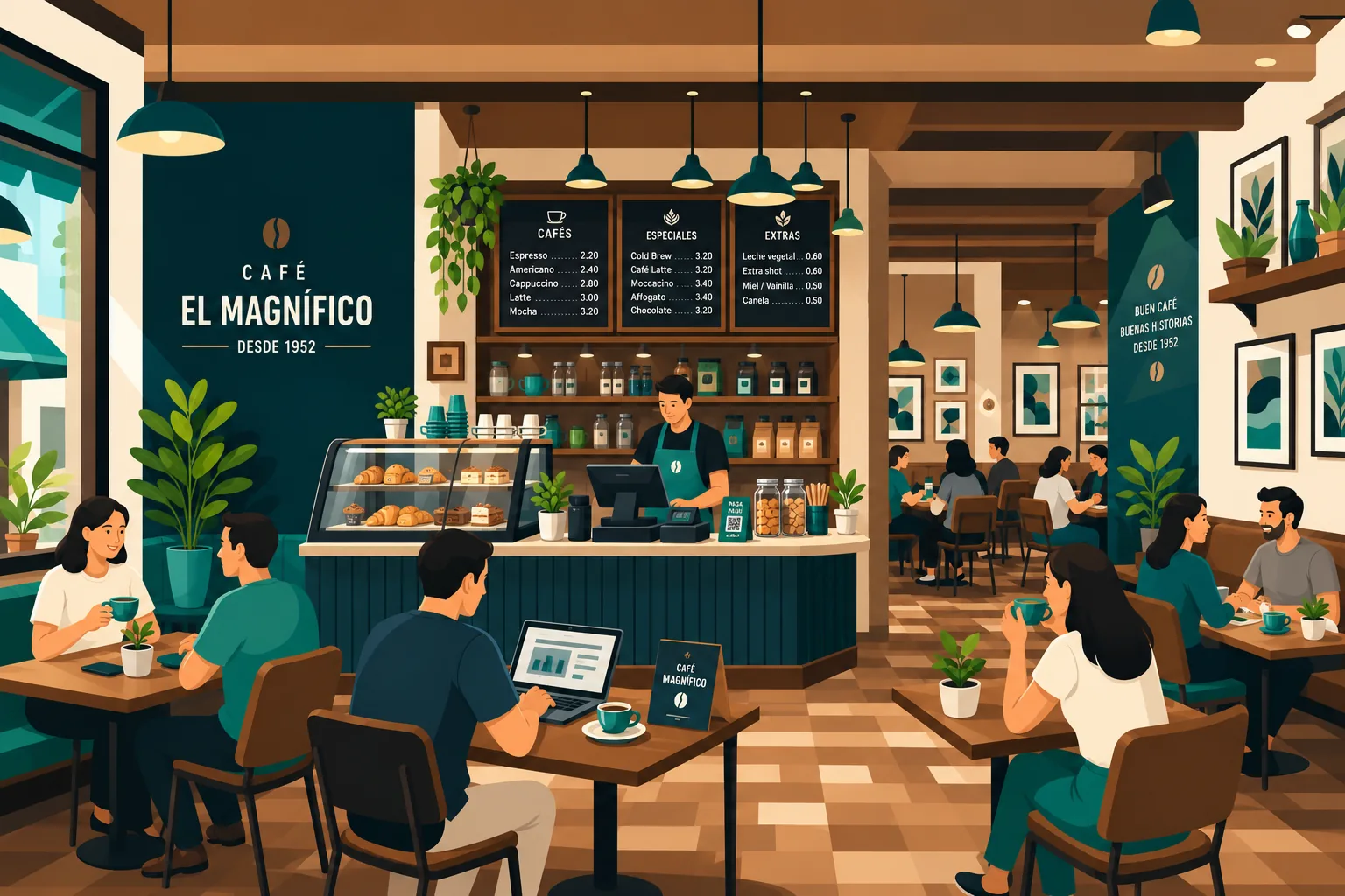 Interior de la cafetería El Magnífico